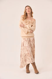 JERSEY CUELLO VUELTO FLORES - IVORY