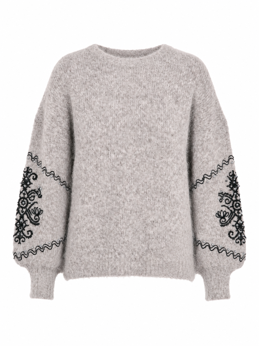 JERSEY LANA MANGAS BORDADAS - GRIS