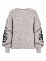 JERSEY LANA MANGAS BORDADAS - GRIS