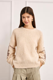 JERSEY LANA MANGAS BORDADAS - IVORY