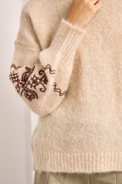 JERSEY LANA MANGAS BORDADAS - IVORY