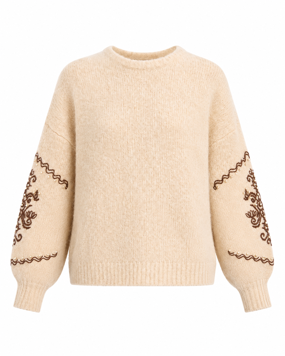 JERSEY LANA MANGAS BORDADAS - IVORY