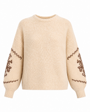 JERSEY LANA MANGAS BORDADAS - IVORY
