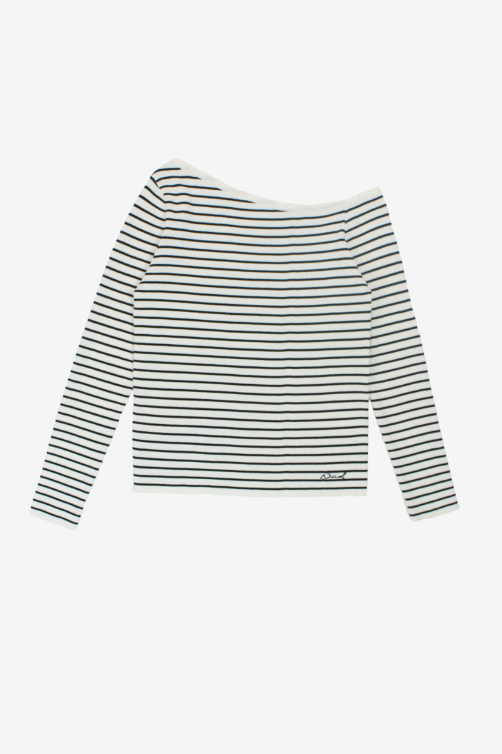 ASYMMETRICAL SAILOR STRIPED JERSEY - WHITE