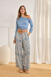 ASYMMETRICAL BUTTONS JERSEY - BLUE