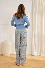 ASYMMETRICAL BUTTONS JERSEY - BLUE