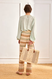 RIGID RAFFIA SHOPPER - RAW