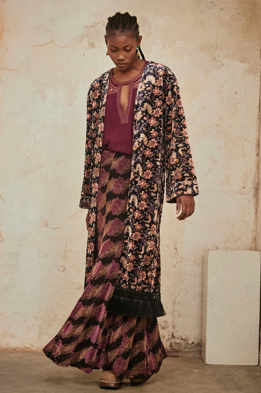 KIMONO LARGO ESTAMPADO - BLACK