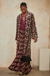 KIMONO LARGO ESTAMPADO - BLACK
