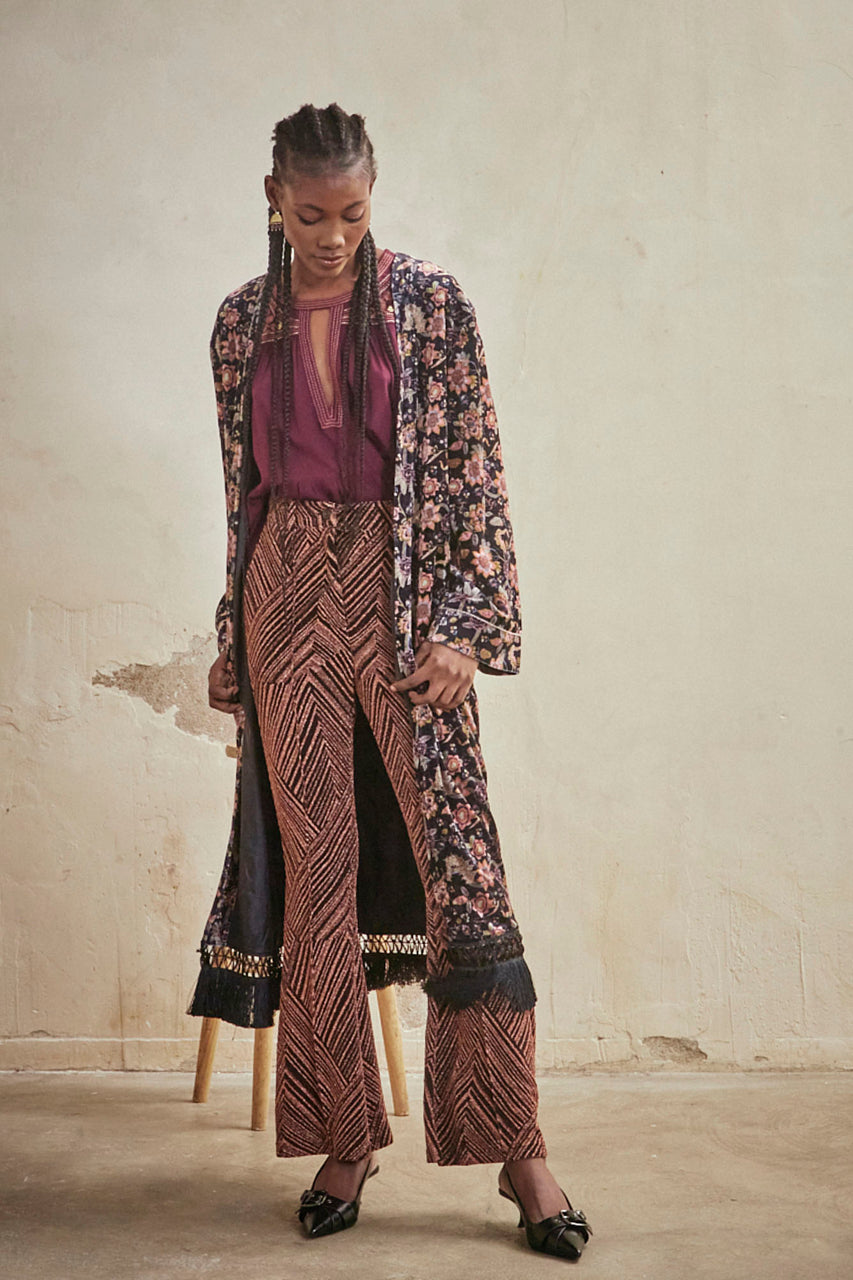 KIMONO LARGO ESTAMPADO - BLACK