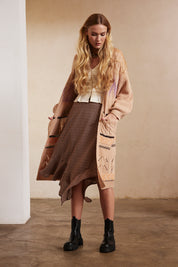 Printed MIDI Skirt - Black