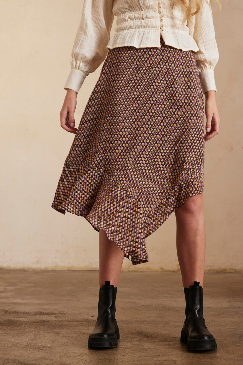 FALDA MIDI ESTAMPADA - BLACK
