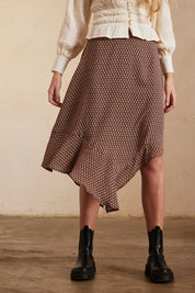 Printed MIDI Skirt - Black