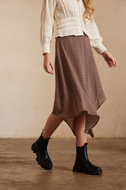 Printed MIDI Skirt - Black