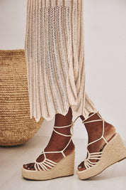 LUREX KNITTED MAXI DRESS - ECRU