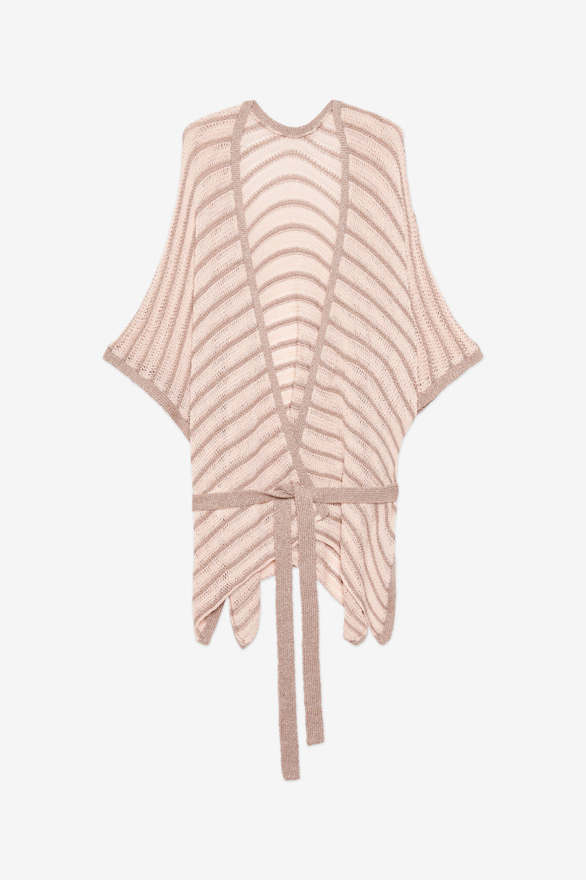 LUREX KNITTED LONG KIMONO - ECRU