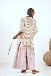 LUREX KNITTED LONG KIMONO - ECRU