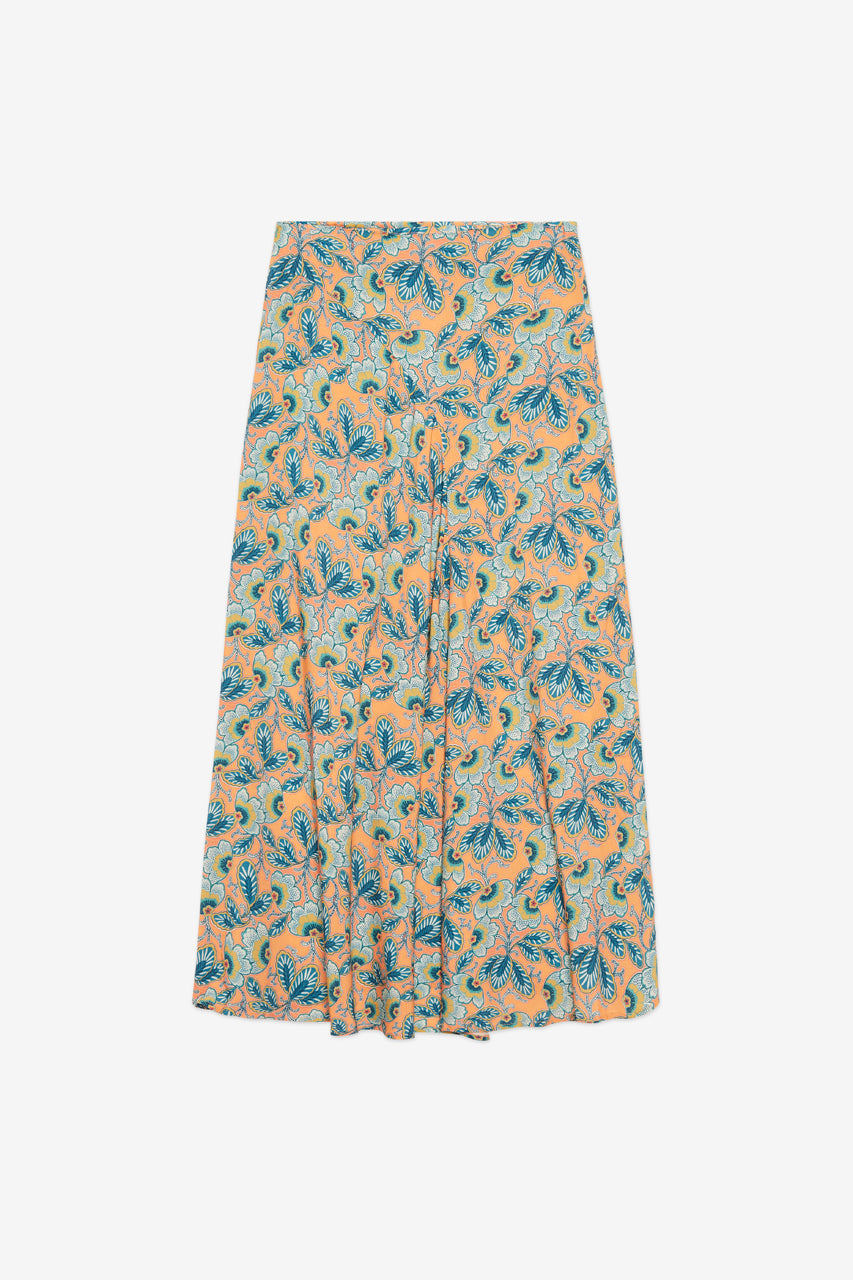 FALDA DE VISCOSE FLUIDO ESTAMPADO - VERDE