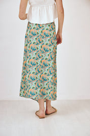 FALDA DE VISCOSE FLUIDO ESTAMPADO - VERDE