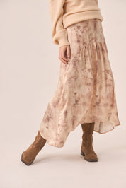 FALDA ESTAMPADA ASIMÉTRICA - IVORY