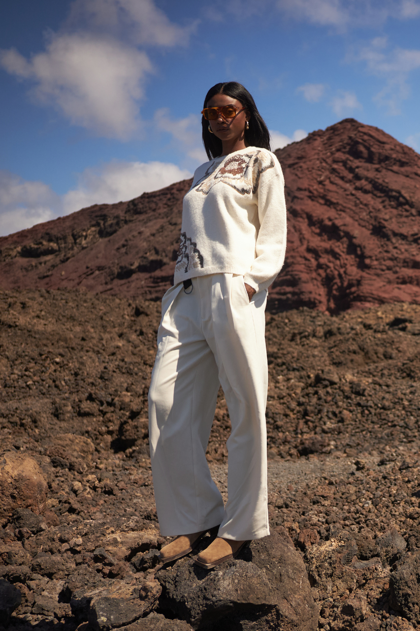 PANTALÓN WIDE LEG CINTURÓN - IVORY