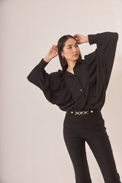 BLUSA VAPOROSA MANGAS MUERCIÉLAGO - BLACK