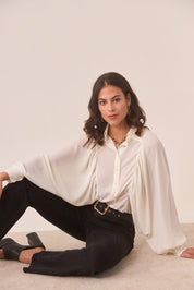 BLUSA VAPOROSA MANGA VAMP - IVORY