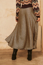 FALDA SATINADA RAYAS - BLACK