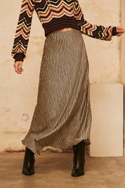 FALDA SATINADA RAYAS - BLACK