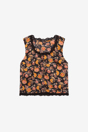 PRINTED LACE TOP - BLACK