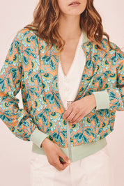 CHAQUETA BÓMBER ESTAMPADO RETRO - VERDE