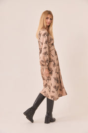 VESTIDO FLORES BOTONES - PEACH