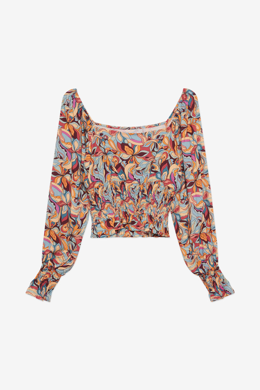 BLUSA ESTAMPADO RETRO - CORAL