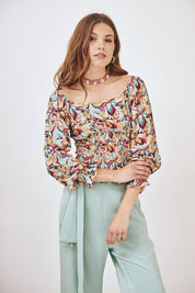 BLUSA ESTAMPADO RETRO - CORAL