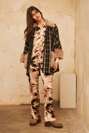 PANTALÓN LARGO AMPLIO ESTAMPADO - SAND