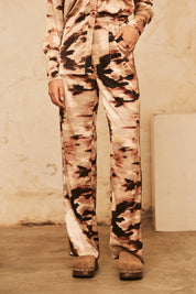 PANTALÓN LARGO AMPLIO ESTAMPADO - SAND