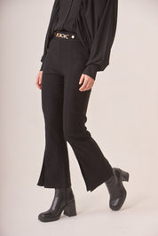 PANTALÓN FLARE ADORNO CINTURA - BLACK
