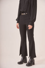 PANTALÓN FLARE ADORNO CINTURA - BLACK