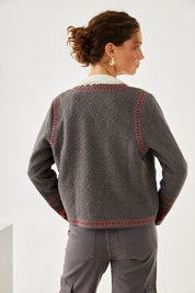 CHAQUETA ROMÁNTICA BORDADO - GREY
