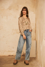 PANTALÓN DENIM CON BORDADO - DENIM
