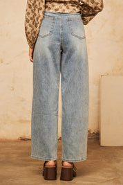 PANTALÓN DENIM CON BORDADO - DENIM