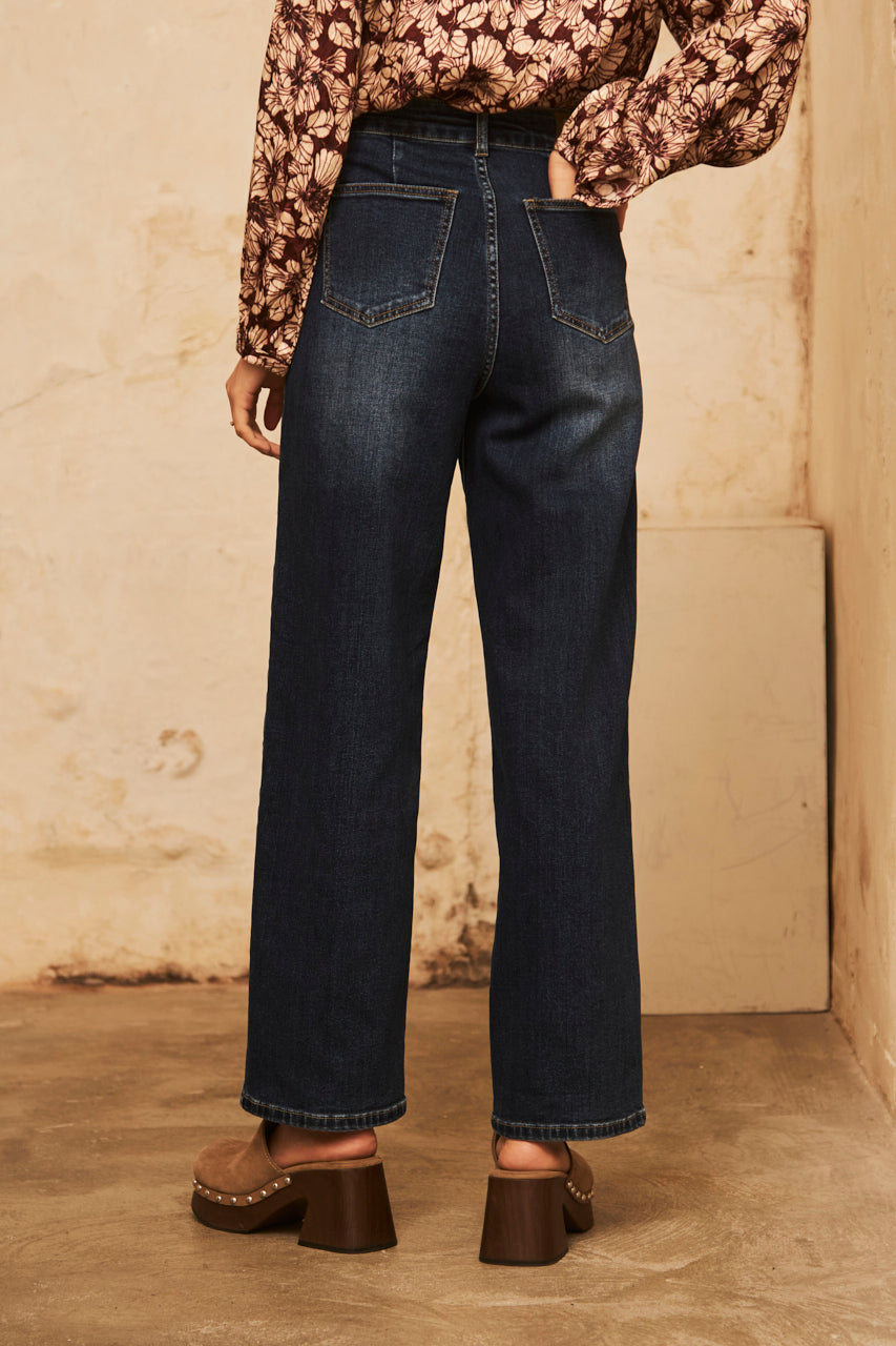 DENIM PANTS WITH EMBROIDERY - DENIM