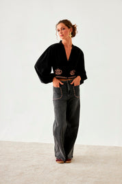 JEANS BOLSILLOS BORDADOS - GREY