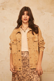 Twill Pocket Jacket with Studs - Sand