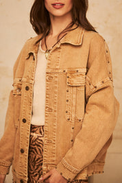 Twill Pocket Jacket with Studs - Sand