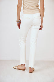 EMBROIDERED POCKET DENIM PANTS - WHITE