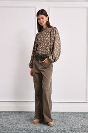 EMBROIDERED POCKET JEANS - KHAKI - KHAKI