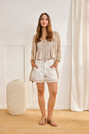 SHORTS DENIM BORDADOS - BLANCO
