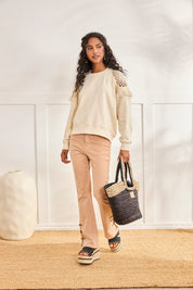 JEANS BOOTCUT ABERTURAS - ROSA