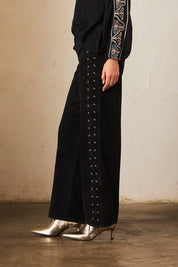 Denim pants with side pockets - Black